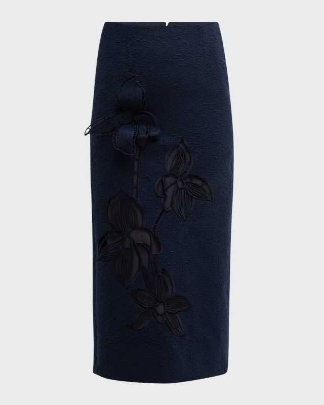 Cotton-Wool Tweed Maxi Pencil Skirt